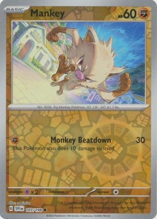 107/198 - Mankey - Common Reverse Holo
