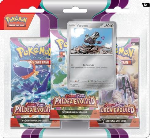 Scarlet & Violet: Paldea Evolved 3 Pack Blister with Varoom Promo (Pokemon)