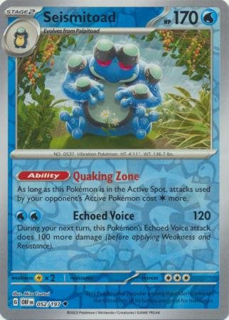 Seismitoad - 052/197 - Uncommon Reverse Holo