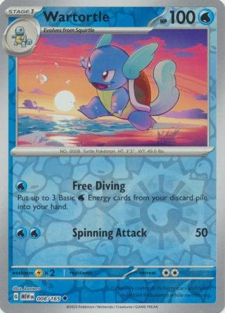 008/165 - Wartortle - Uncommon Reverse Holo