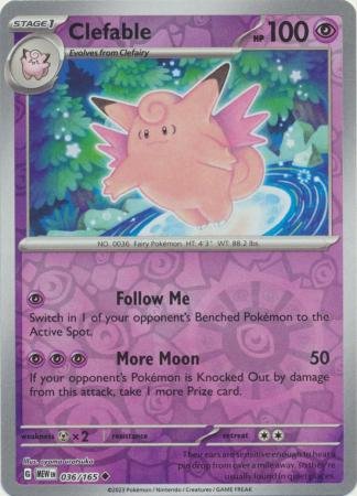 036/165 - Clefable - Uncommon Reverse Holo