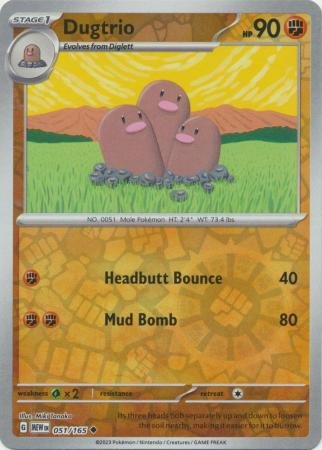 051/165 - Dugtrio - Uncommon Reverse Holo