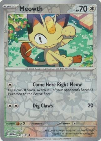 052/165 - Meowth - Common Reverse Holo