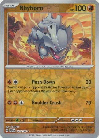 111/165 - Rhyhorn - Common Reverse Holo