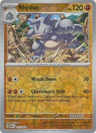 112/165 - Rhydon - Uncommon Reverse Holo