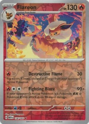 136/165 - Flareon - Holo Rare Reverse Holo