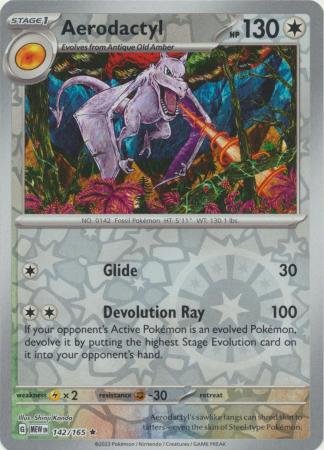 142/165 - Aerodactyl - Holo Rare Reverse Holo