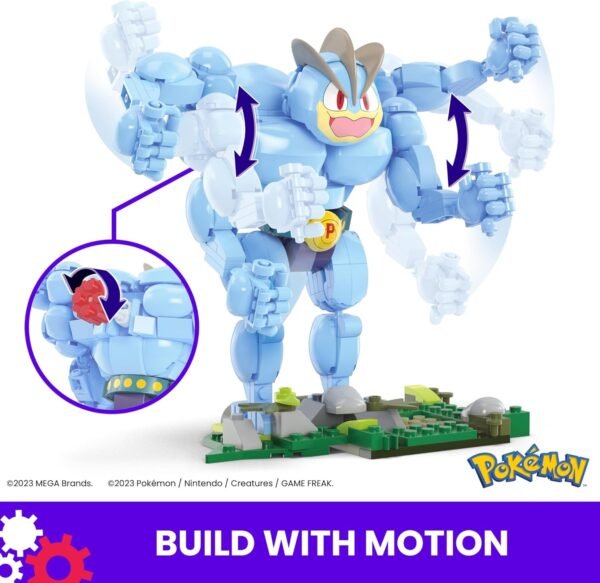 Mega Pokémon Building Toys Set Machamp  con 401 Piezas, Articuladas y Articuladas con Movimiento, (17.78 cm) 6+ Inches Tall