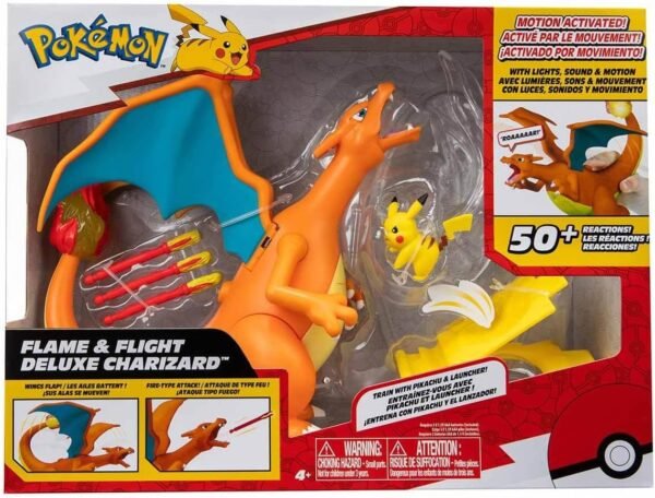 Pokémon Charizard Deluxe Feature Figure - Includes Interactive Charizard Figure and Pikachu Figure with Figure Launcher - Authentic Details