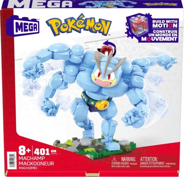 Mega Pokémon Building Toys Set Machamp  con 401 Piezas, Articuladas y Articuladas con Movimiento, (17.78 cm) 6+ Inches Tall