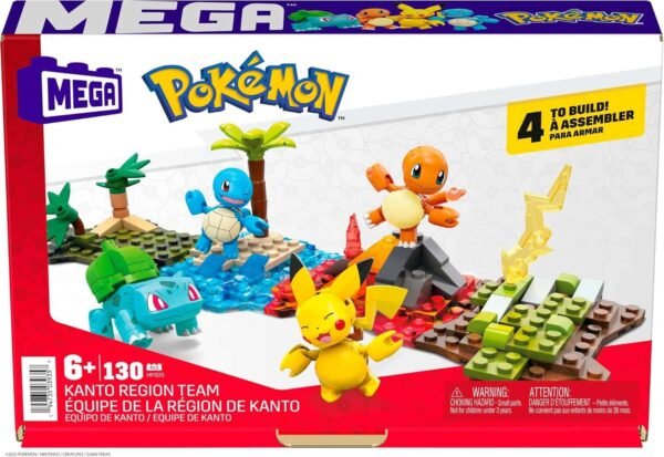 81twH+RjWBL._AC_SL1500_ MEGA Pokémon Building Toys Set Equipo de la Región de Kanto con 130 piezas, 4 personajes articulados y articulados, (5 cm) 2 pulgadas de alto