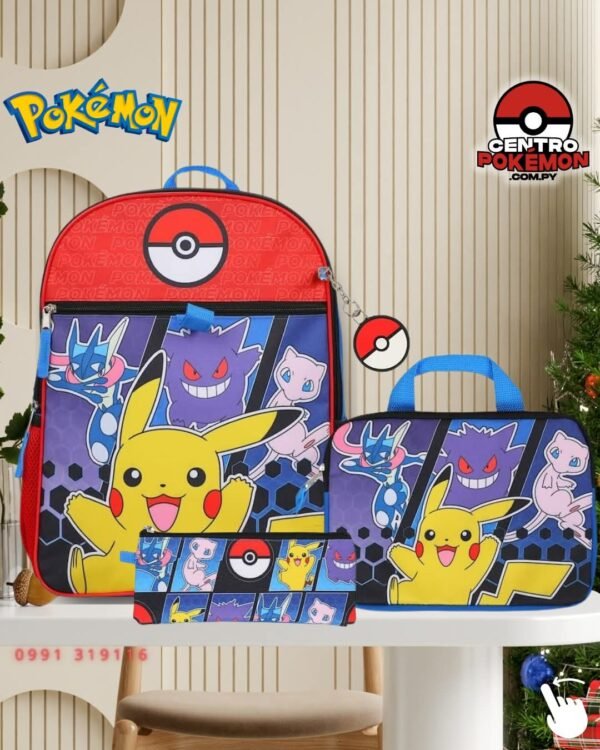 Mochila Pokémon set Pikachu Gengar Mew Greninja