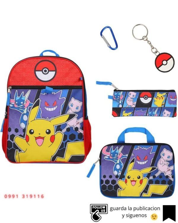 Mochila Pokémon set Pikachu Gengar Mew Greninja