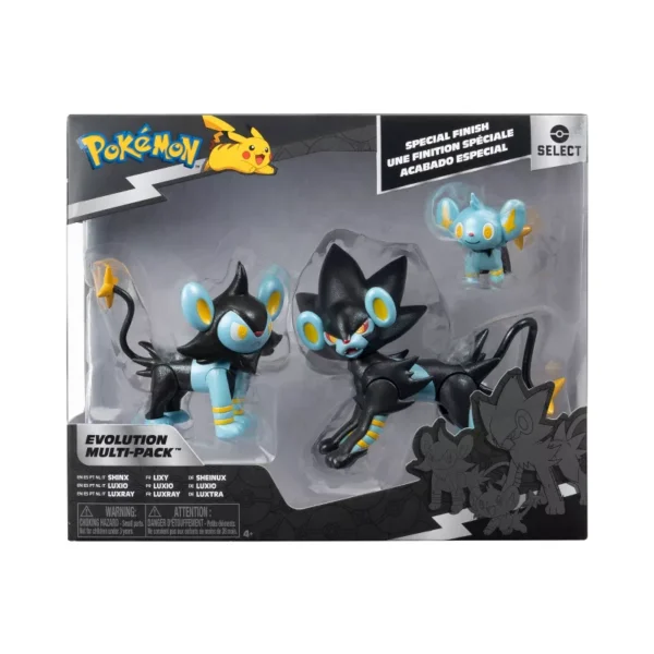 Pokémon Shinx, Luxio, and Luxray Select Evolution Action Figure Set - 3pk