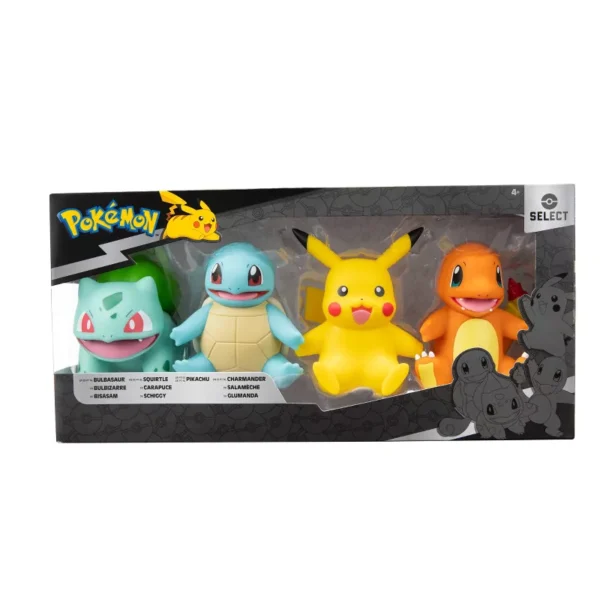 GUEST_d371957c-c74d-4047-930e-5989ca62e299 Pokémon Pikachu, Charmander, Bulbasaur, and Squirtle 4'' Action Figure Set - 4pk