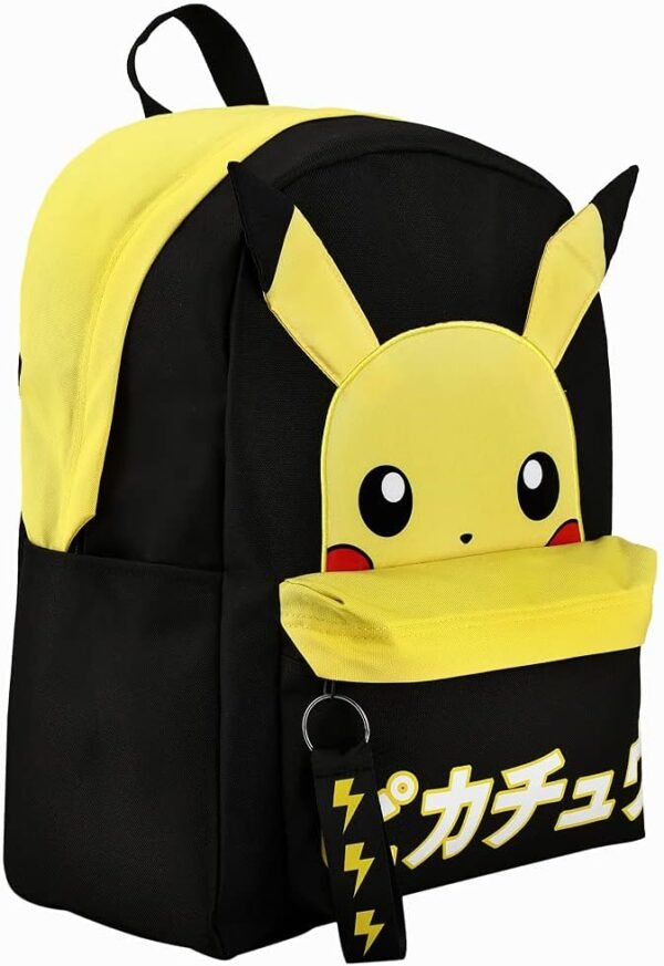 Mochila negra Pikachu letras en Japones