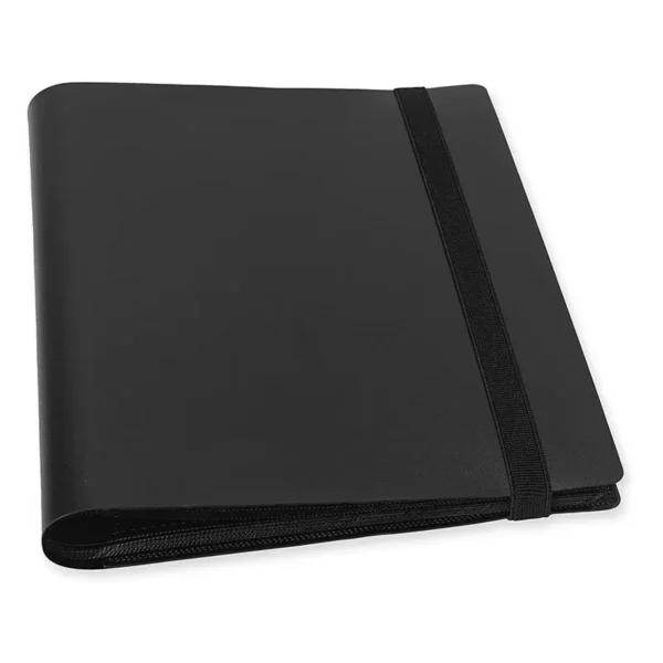 Album, 9 bolsillos, fondo negro, almacena 396 cartas, con goma