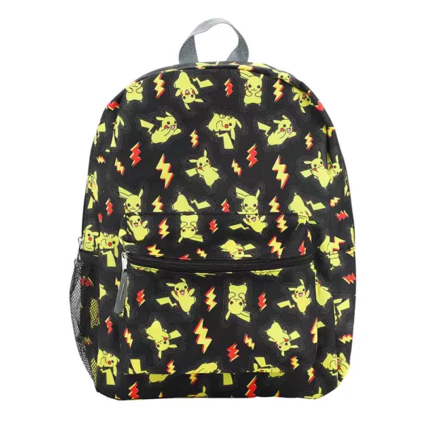 Mochila Pokemon Negro Pikachu diferentes poses