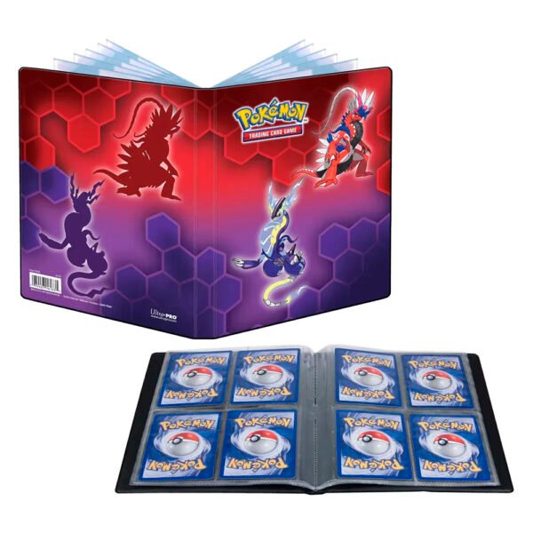 Album, 4 bolsillos, Koraidon y Miraidon, tapa dura, almacena 80 cartas