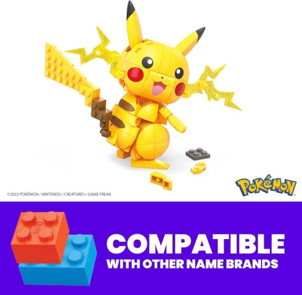 MEGA Pokémon Set de Juguetes de Construcción Construye y Muestra a Pikachu con 205 Piezas, Articuladas