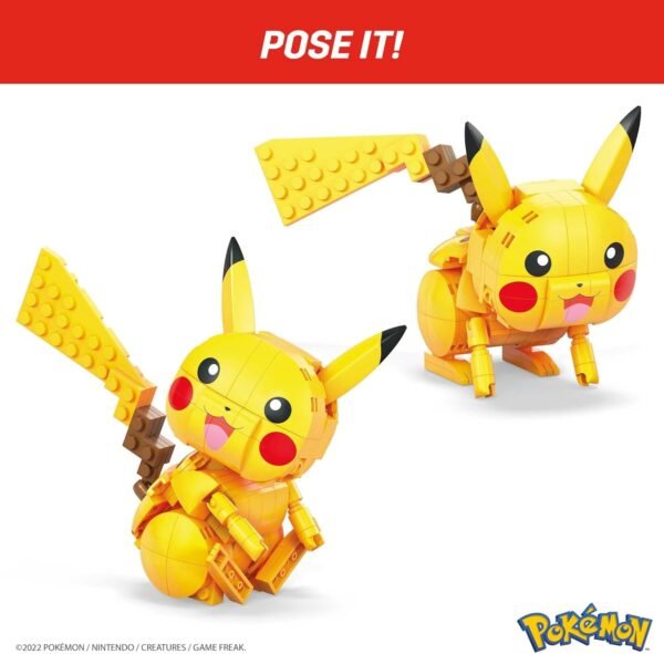 MEGA Pokémon Set de Juguetes de Construcción Construye y Muestra a Pikachu con 205 Piezas, Articuladas