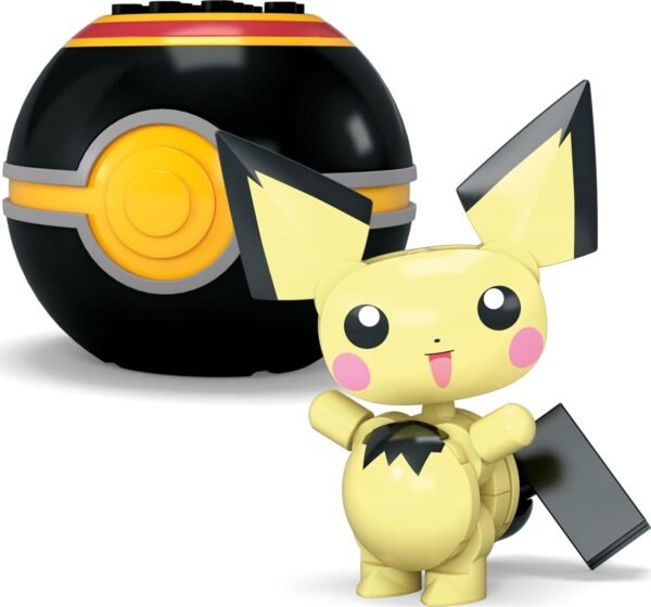 MEGA Pokémon Set de Juguetes de Construcción Pichu & Charmander con 40 Piezas, 2 Personajes Articulados y Poké Ball