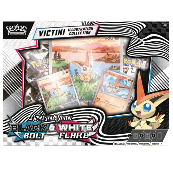 Pokémon TCG Scarlet & Violet 10.5 - Black Bolt & White Flare Unova Victini Illustration Collection - ENGLISH v1 PRE-ORDEN Pokémon TCG Scarlet & Violet 10.5 - Black Bolt & White Flare - Unova Victini Illustration Collection - ENGLISH