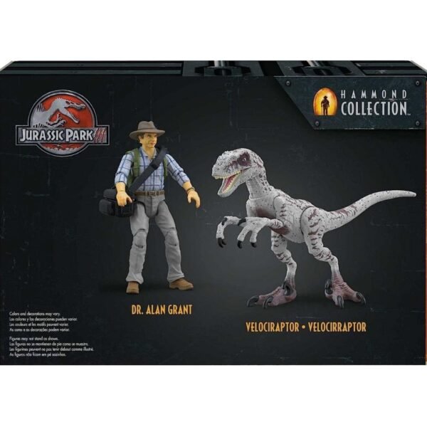 Jurassic World Jurassic Park III Hammond Collection Action Figure Set wiith Dr Alan Grant, Velociraptor Dinosaur & Raptor Egg