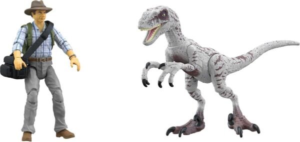 Jurassic World Jurassic Park III Hammond Collection Action Figure Set wiith Dr Alan Grant, Velociraptor Dinosaur & Raptor Egg
