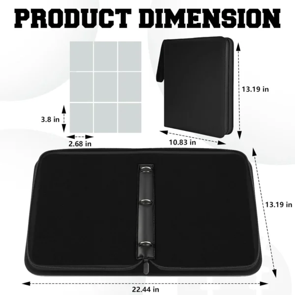 Carpeta con 3 anillos y cierre Negro Binder 9 Pocket para 900 cartas 3 Carpeta con 3 anillos y cierre Negro Binder 9 Pocket para 900 cartas
