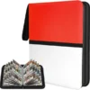 Carpeta de 3 anillos y cierre, Rojo y blanco Binder 9 Pocket con hojas para 900 cartas Carpeta de 3 anillos y cierre, Rojo y blanco Binder 9 Pocket con hojas para 900 cartas