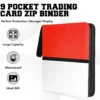 Carpeta de 3 anillos y cierre, Rojo y blanco Binder 9 Pocket con hojas para 900 cartas 4 Carpeta de 3 anillos y cierre, Rojo y blanco Binder 9 Pocket con hojas para 900 cartas