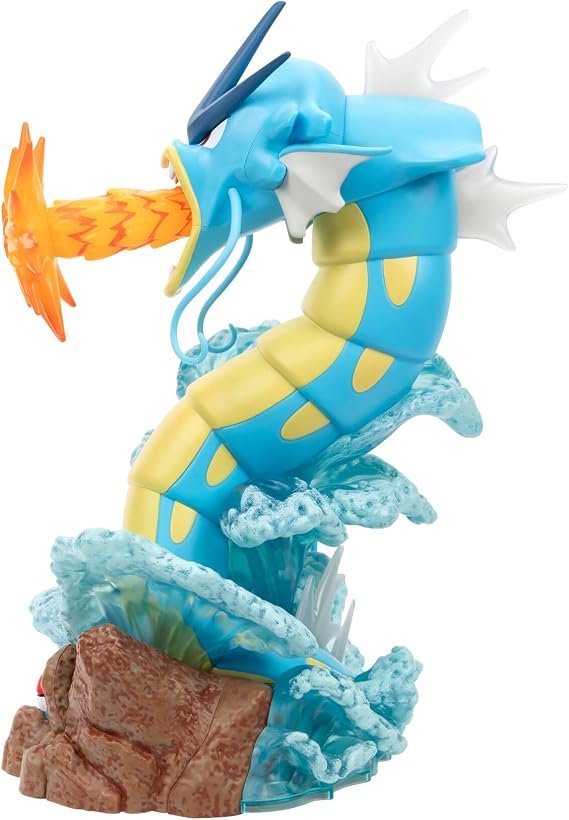 Estatua de coleccionista de lujo de 13 pulgadas de Pokémon Gyarados de Jazwares con aletas iluminadas