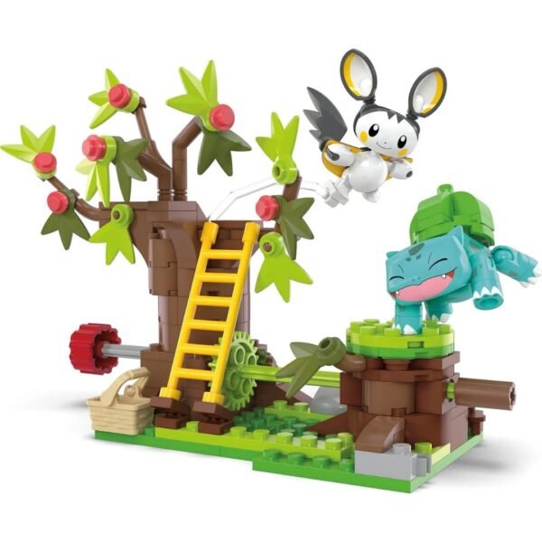 Mega Pokémon Set de Juguetes de Construcción Emolga y Bulbasaur’s Charming Woods con 194 Piezas, 2 Personajes Articulados y Movimiento